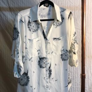 Cute White Patterned Express Blouse